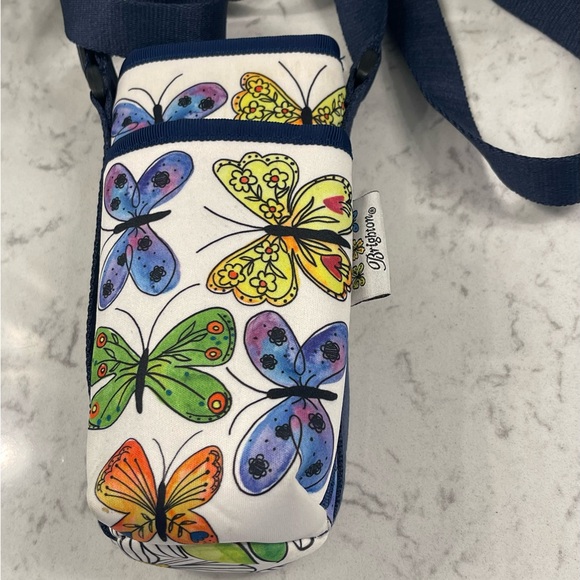 Brighton Garden Wings Water Bottle Holder & Cell Phone Pouch- butterflies - Picture 2 of 5